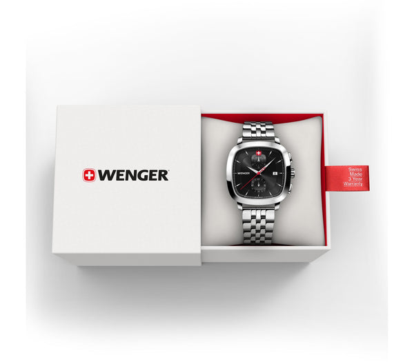 Wenger Vintage Classic Chrono 39.5mm Black Dial Stainless Steel Watch 01.1933.101