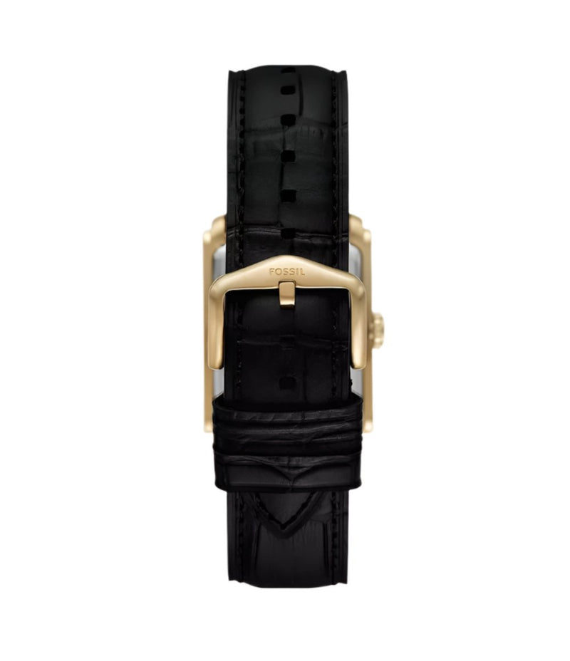 Fossil Carraway Black Croco Leather Black Dial Watch FS6091