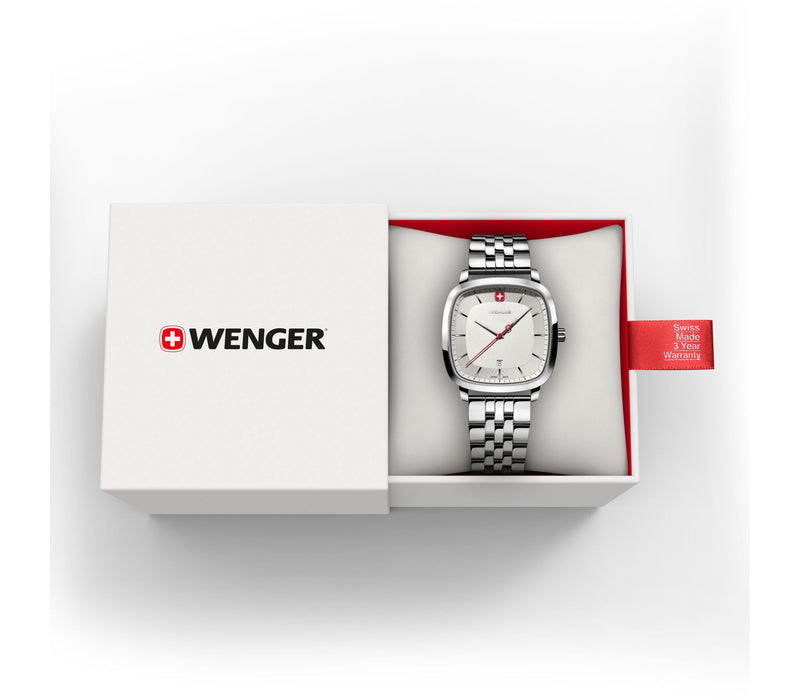 Wenger Vintage Classic 37mm White Dial Stainless Steel Watch 01.1921.101