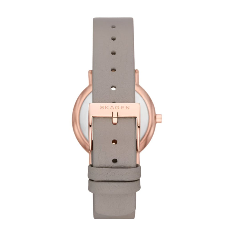 Skagen Signatur Lille Greystone Leather Rose Gold Dial Watch SKW3060