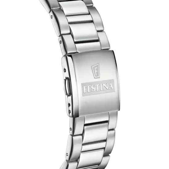 Festina White Black Dial Stainless Steel Strap Men's Watch