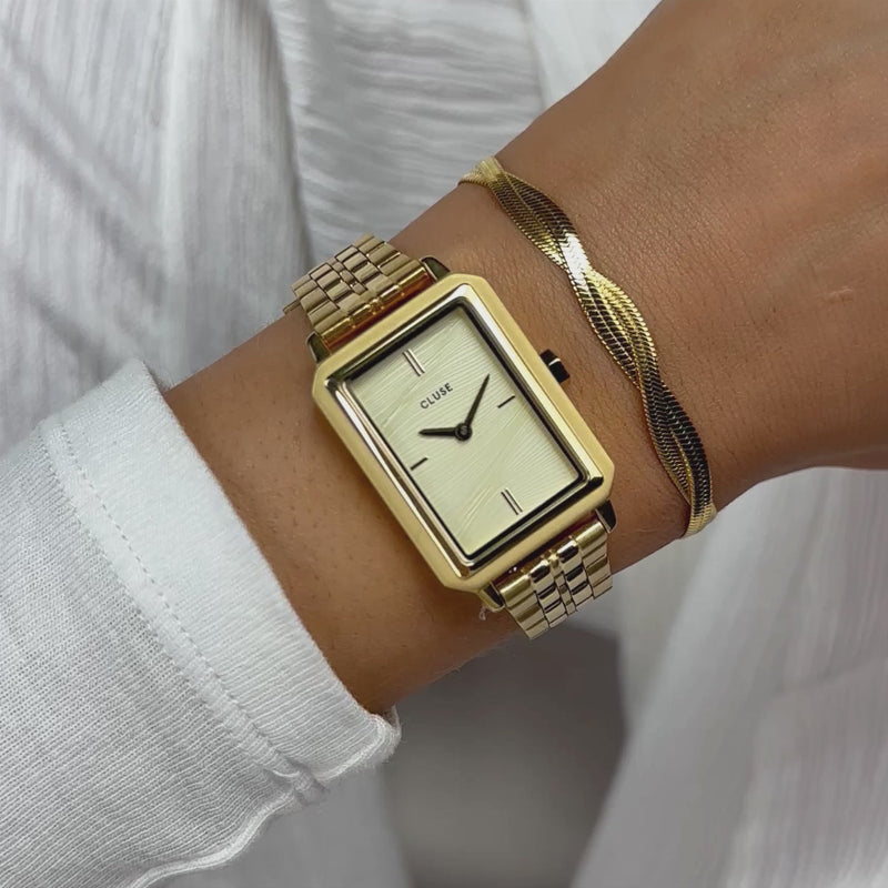 CLUSE Fluette Gold Sand Textured Gold Link Watch CW11511