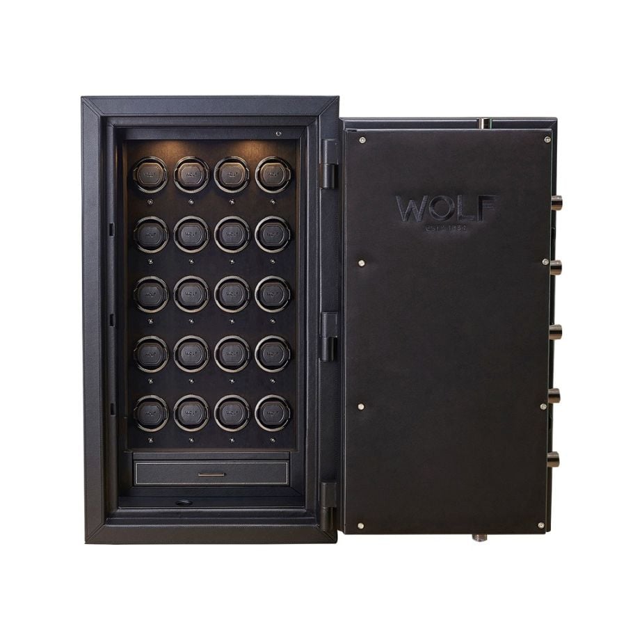 WOLF Athos 20 Piece Watch Winder and Jewellery Safe Black