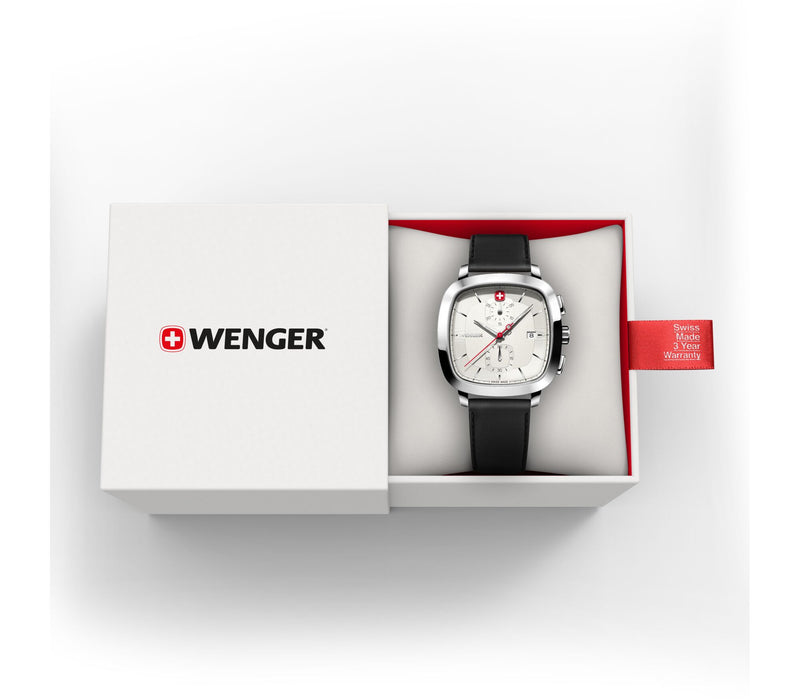 Wenger Vintage Classic Chrono 39.5mm White Dial Leather Watch 01.1933.104