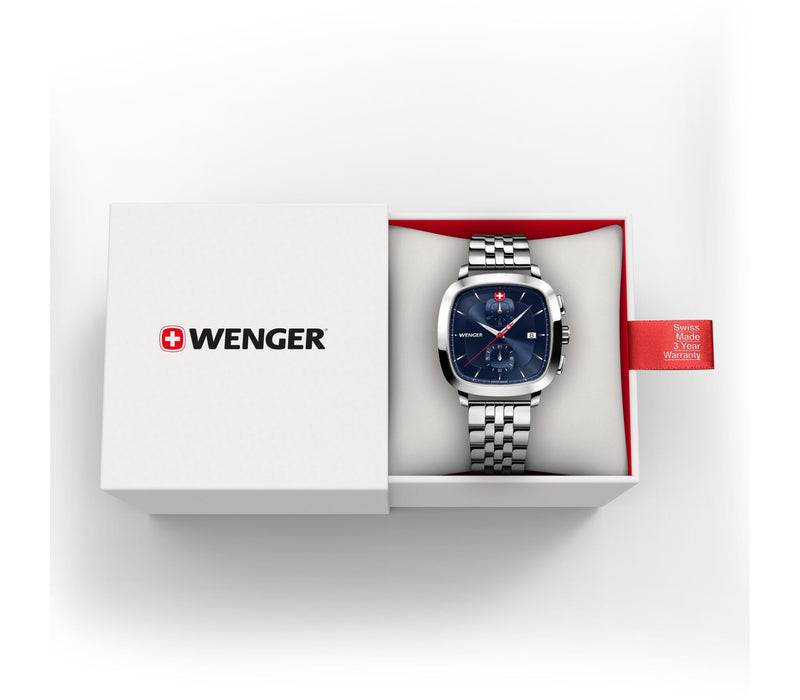 Wenger Vintage Classic Chrono 39.5mm Blue Dial Stainless Steel Watch 01.1933.103