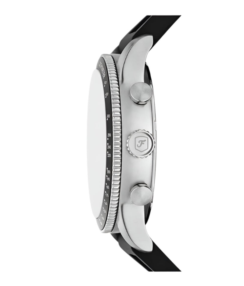 Fossil Sport Tourer Chronograph Black Silicone White Dial Watch FS6087
