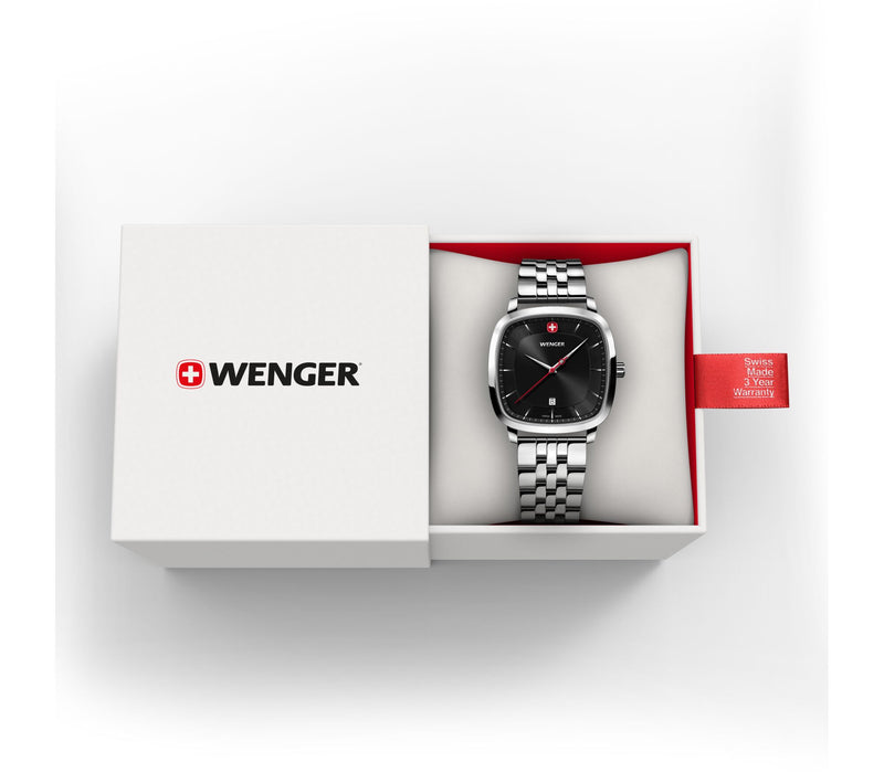 Wenger Vintage Classic 37mm Black Dial Stainless Steel Watch 01.1921.102