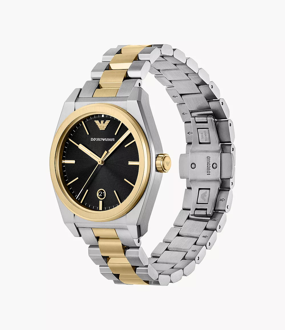 Emporio Armani Three Hand Two Tone Stainless Steel Watch AR11715
