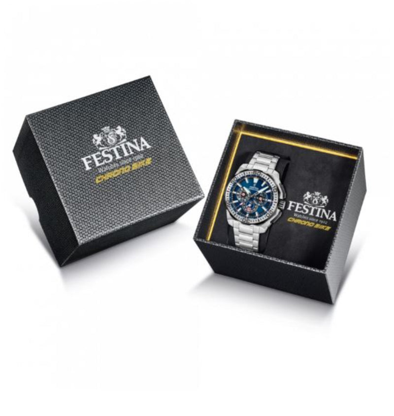 Festina Chrono Bike Blue Dial Stainless Steel Strap Watch f20724/2