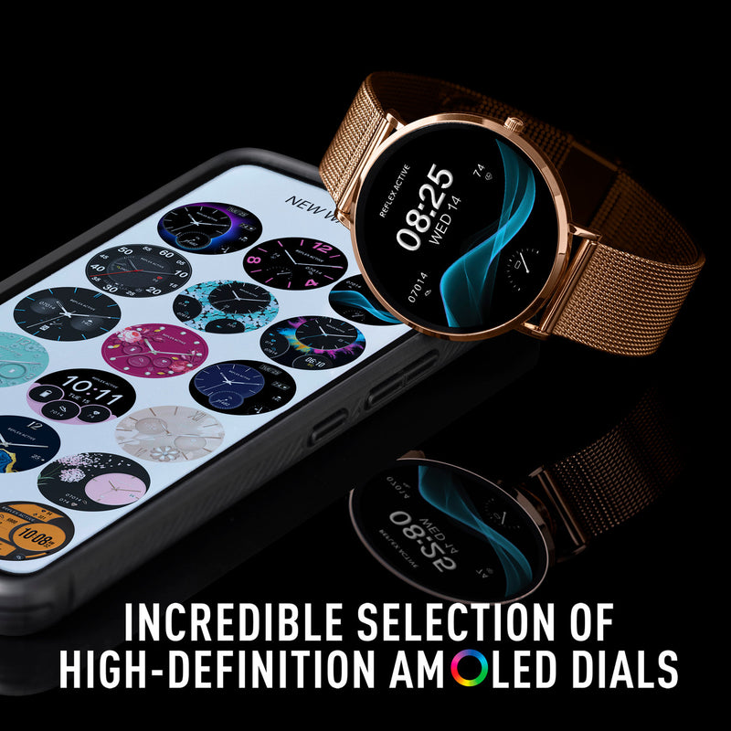 Reflex Active SERIES 42 AMOLED Ultra Slim RG Mesh + Pink Silicone Strap Smart Watch RA42-2210