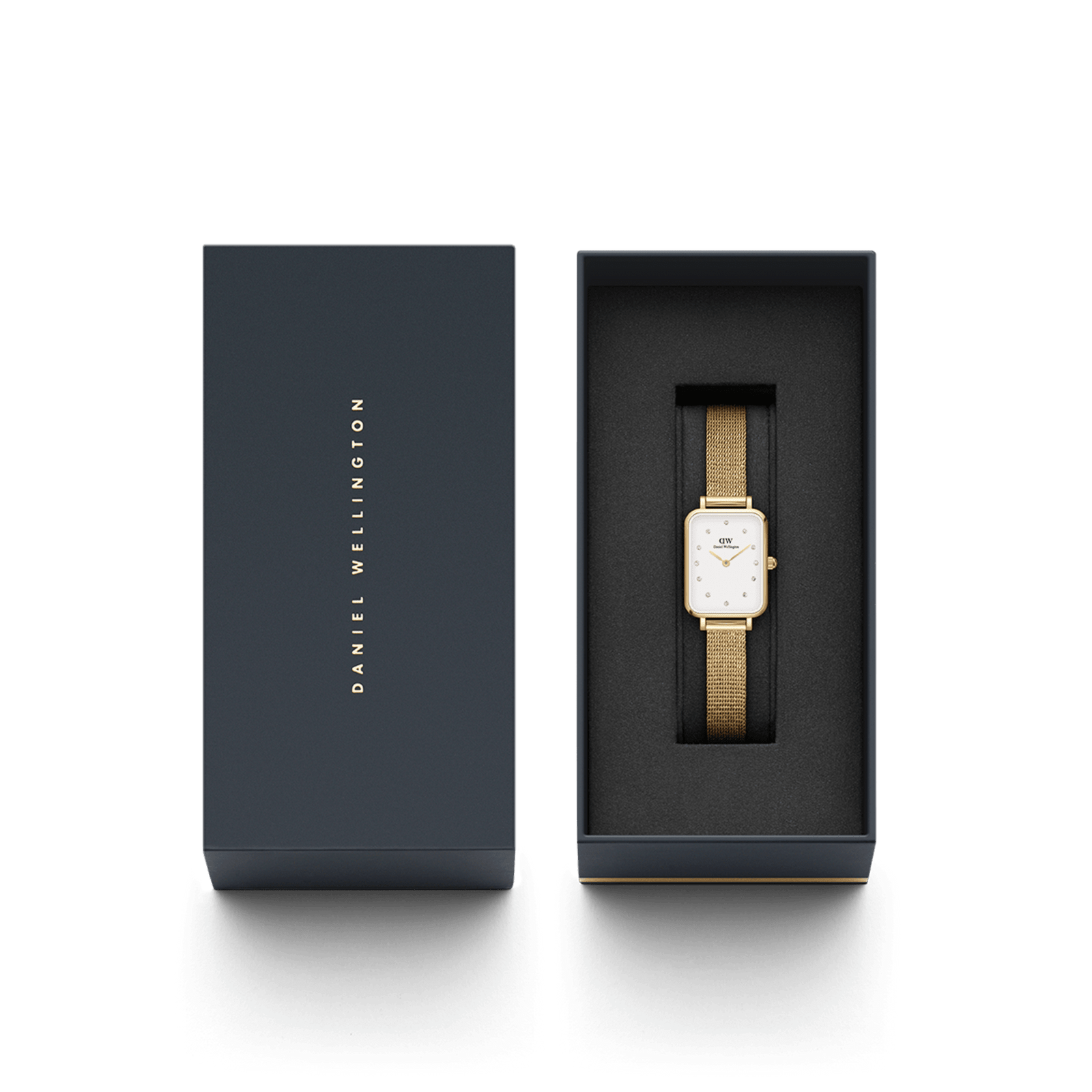 Daniel Wellington QUADRO LUMINE 20mm 腕時計 DW00100599 Daniel Wellington Quadro 20X26mm Pressed Gold Lumine White