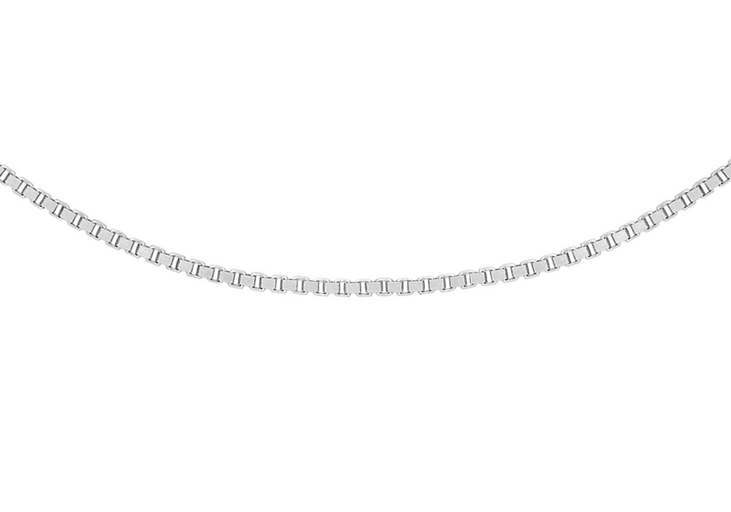 9K White Gold Box Chain Necklace Elegant Polished Adjustable 45cm