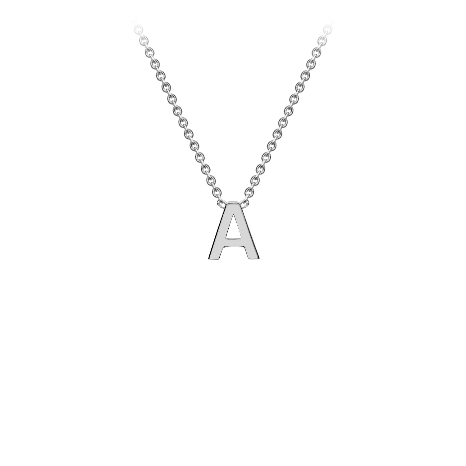 9K White Gold Initial Necklace Adjustable Personalized Gift for Her