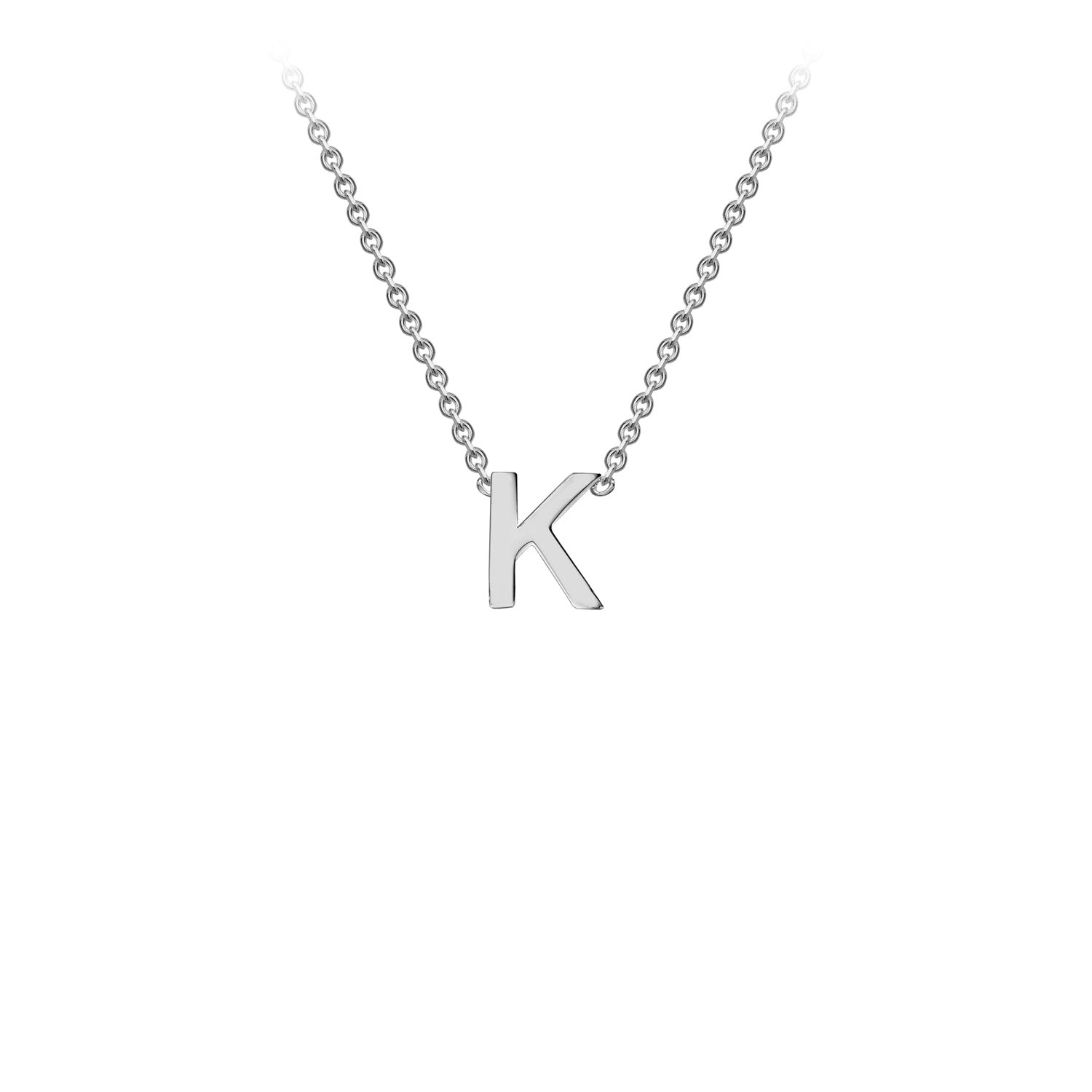9K White Gold K Initial Necklace Adjustable Personalized Jewelry Gift