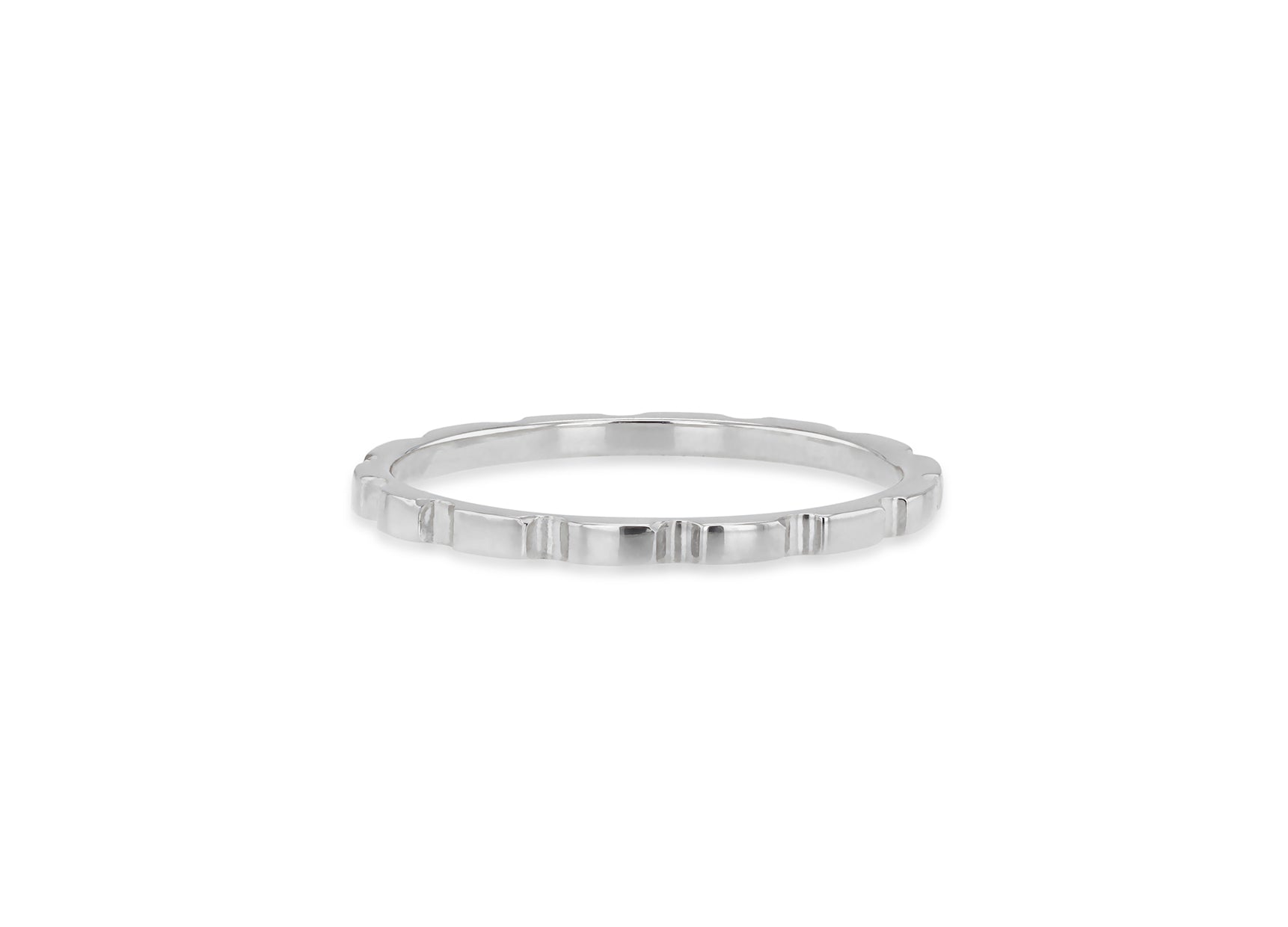 9K White Gold Stacker Ring Contemporary Style for Women Jewelry