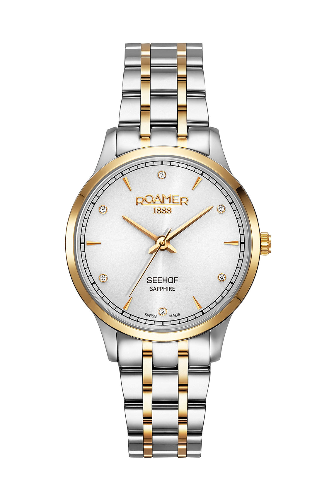 Roamer Seehof 34mm White Dial Two Tone Stainless Steel Strap Watch