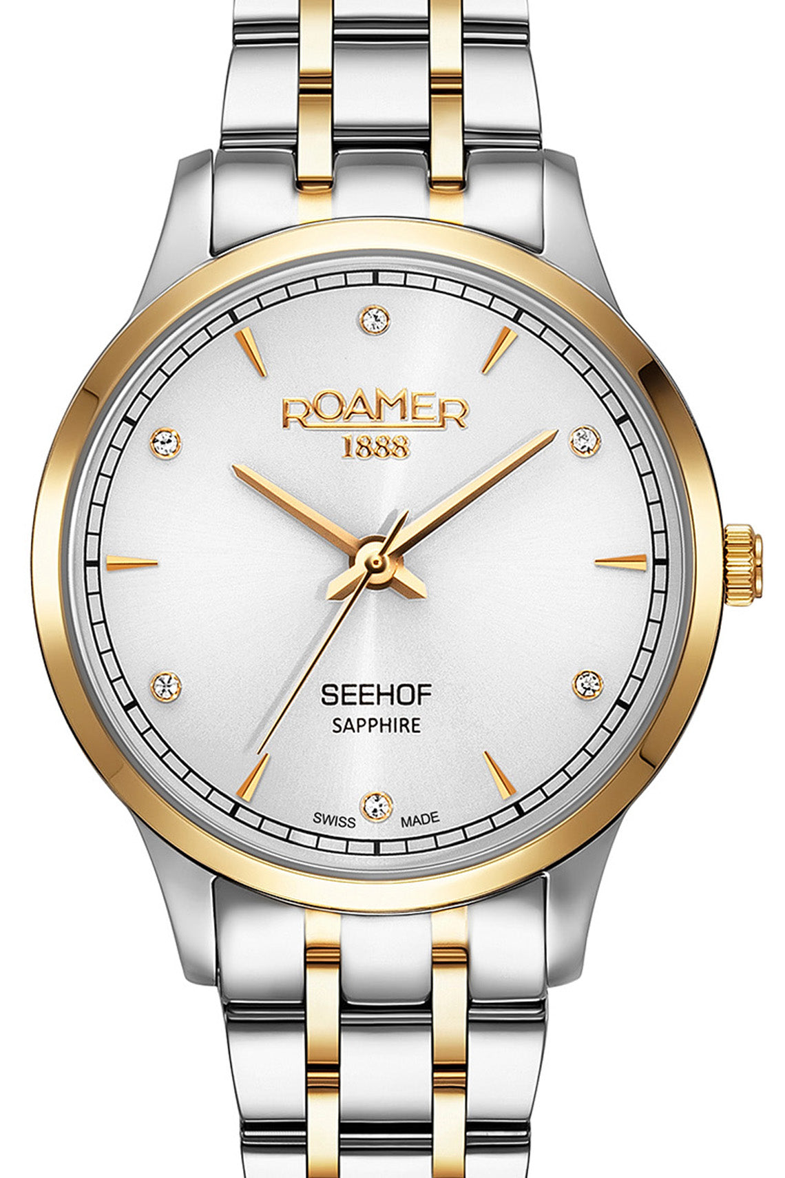 Roamer Seehof 34mm White Dial Two Tone Stainless Steel Strap Watch