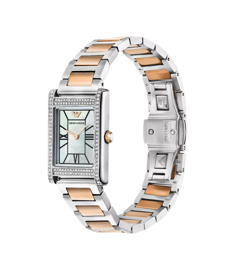 Emporio Armani Mother of Pearl Dial Two Tone Stainless Steel Watch AR11626