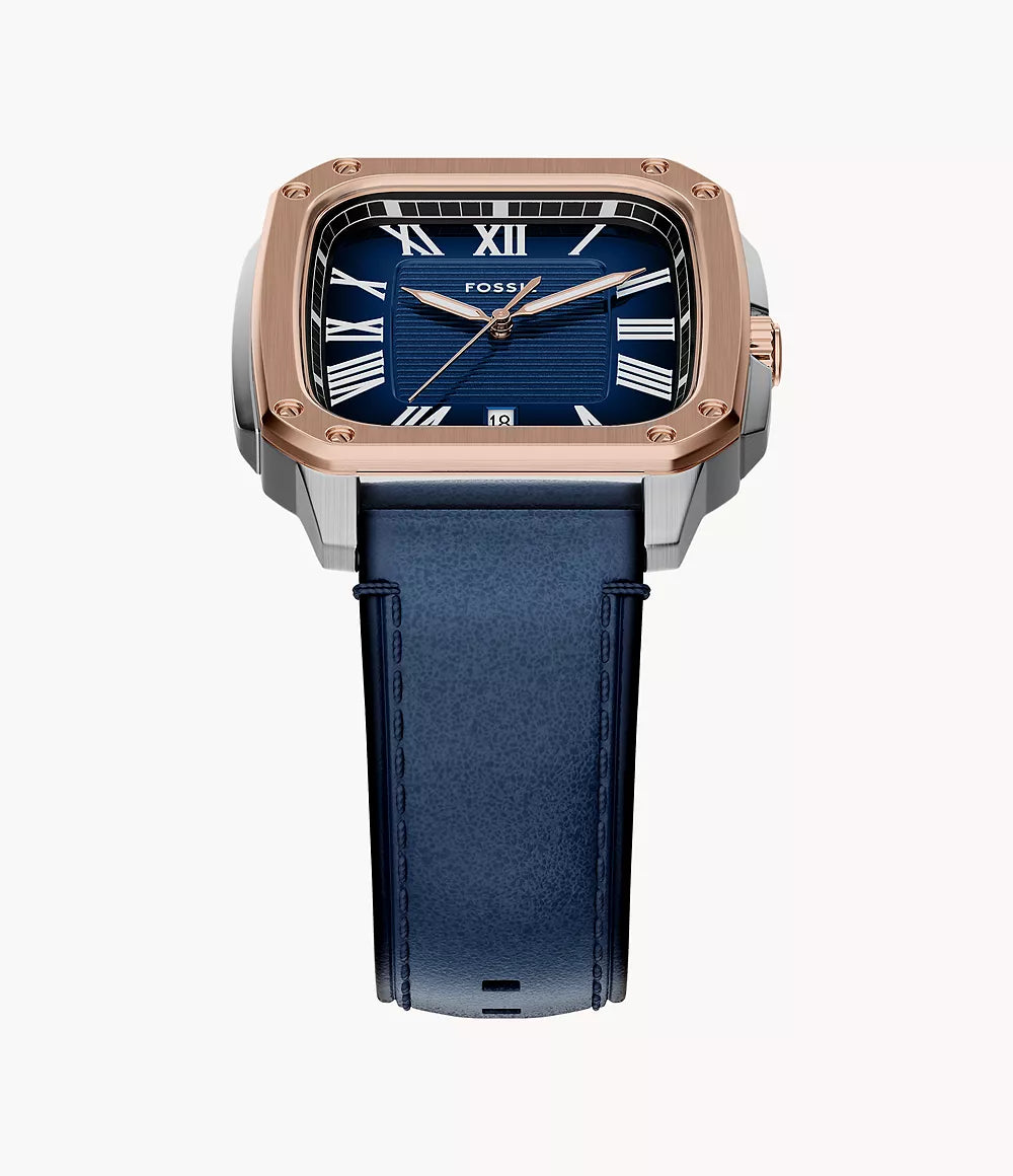 Fossil Crosby Three Hand Blue Leather Watch FS6149