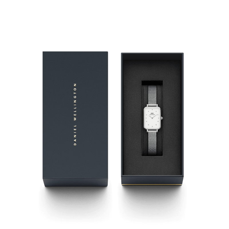 Daniel Wellington Quadro Lumine Pressed Sterling White Dial Watch DW00100597