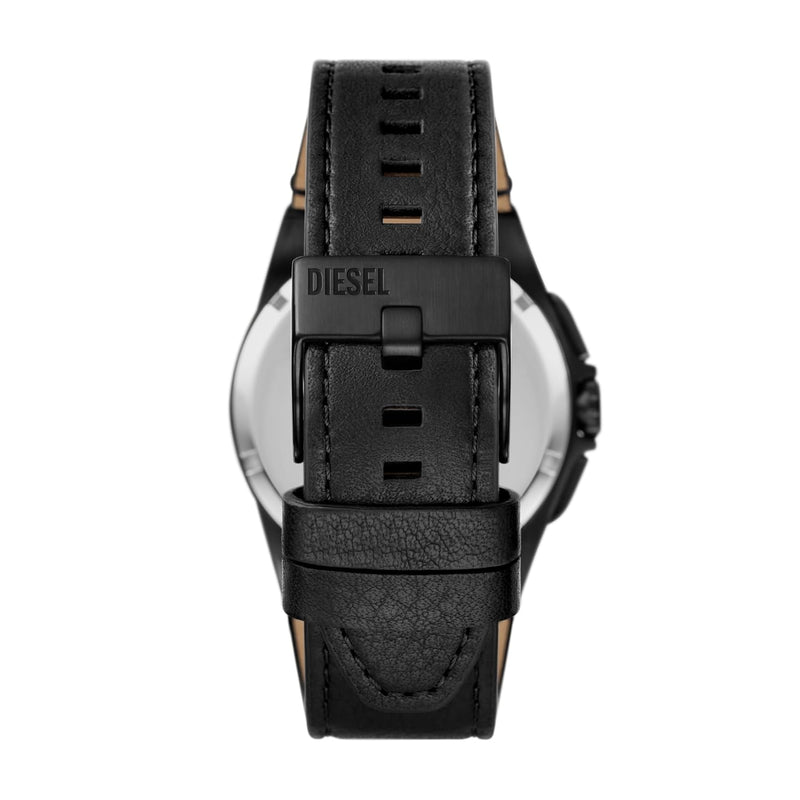 Diesel Black Leather Analog Black Dial Watch DZ4658