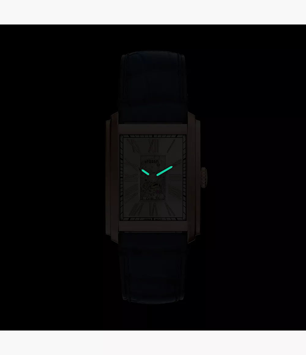 Fossil Carraway Automatic Blue Croco Leather Watch ME3274