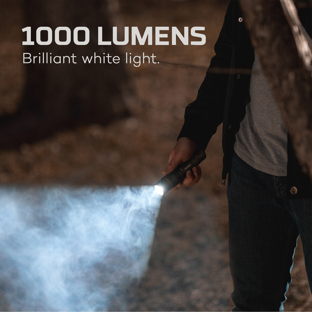 Powerful flashlight emitting 1000 lumens of brilliant white light.