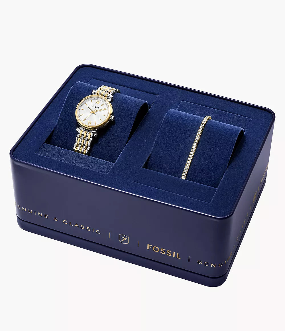 Fossil Carlie Three Hand Two Tone Stainless Steel Watch ES5450SET