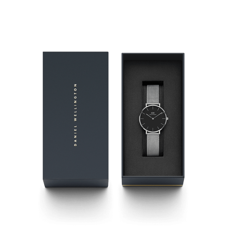 Daniel Wellington Petite 36mm Sterling Black Dial Watch DW00100304