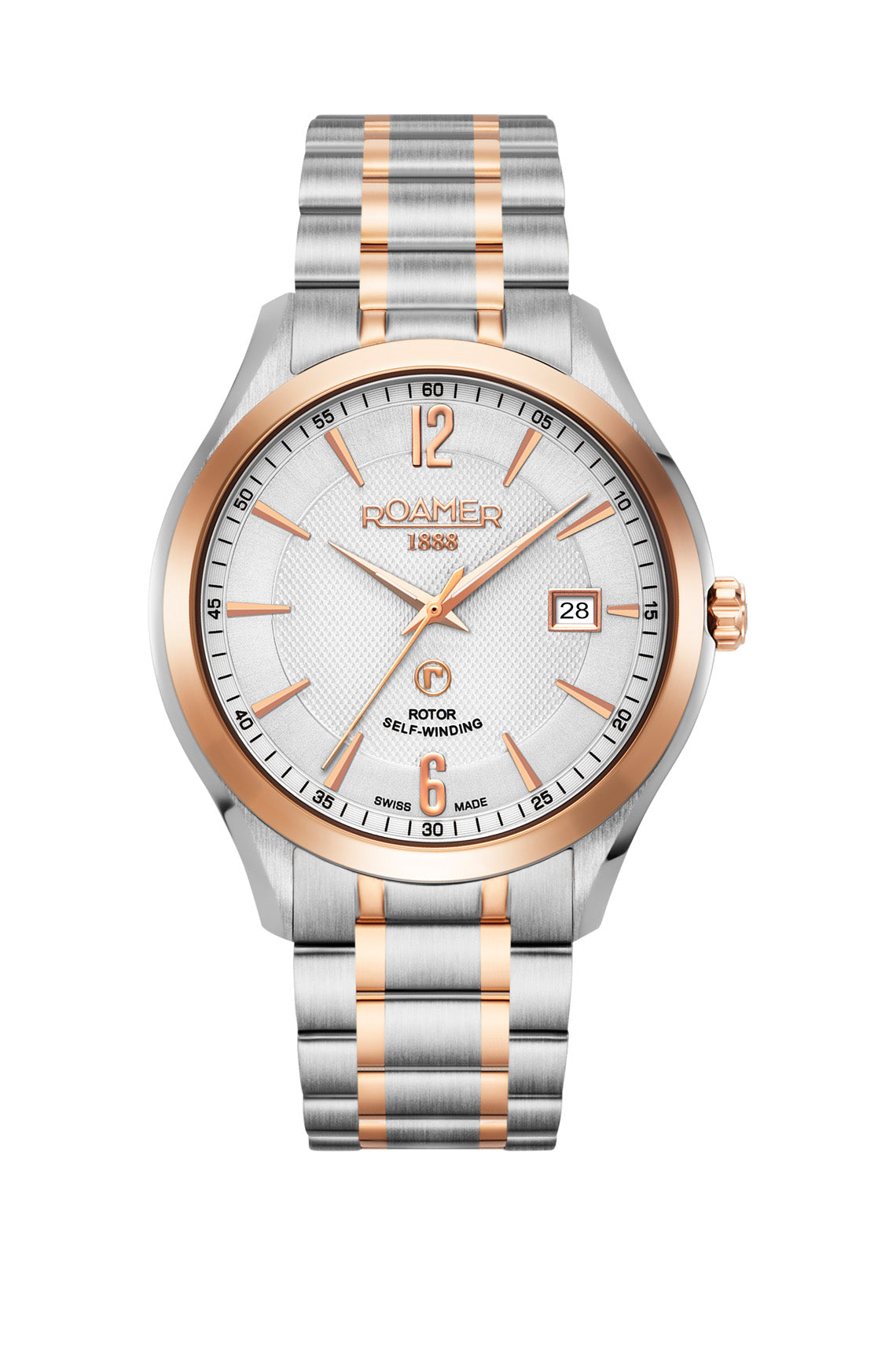 Roamer Mechaline Pro 41mm White Dial Two Tone Stainless Steel Strap Watch