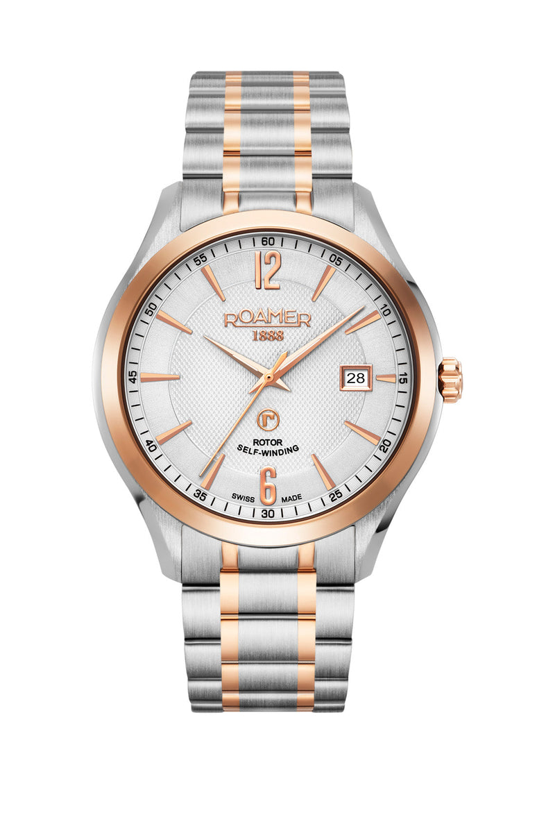 Roamer Mechaline Pro 41mm White Dial Two Tone Stainless Steel Strap Watch