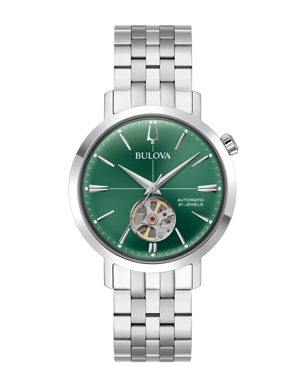 Bulova Dilan Stainless Steel Automatic Green Dial Watch 96A319