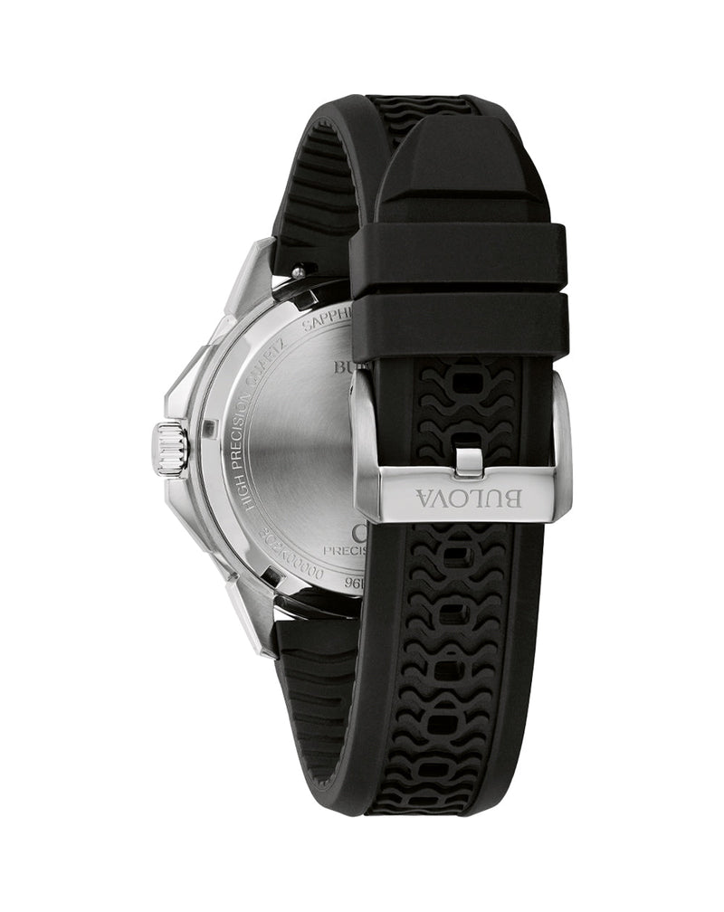 Bulova Marine Star Black Rubber Precisionist Watch with 43cm Stainless Steel Case and 200m Water Resistance 96B432