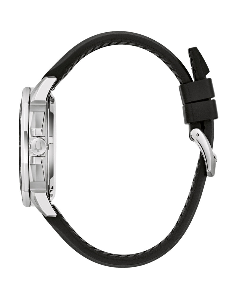 Bulova Marine Star Black Rubber Precisionist Watch with 43cm Stainless Steel Case and 200m Water Resistance 96B432