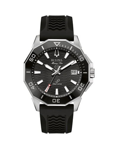 Bulova Marine Star Black Rubber Precisionist Watch with 43cm Stainless Steel Case and 200m Water Resistance 96B432