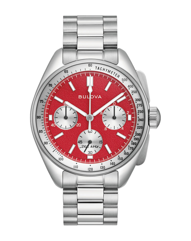 Bulova Lunar Pilot Red Dial Stainless Steel Watch 96K115