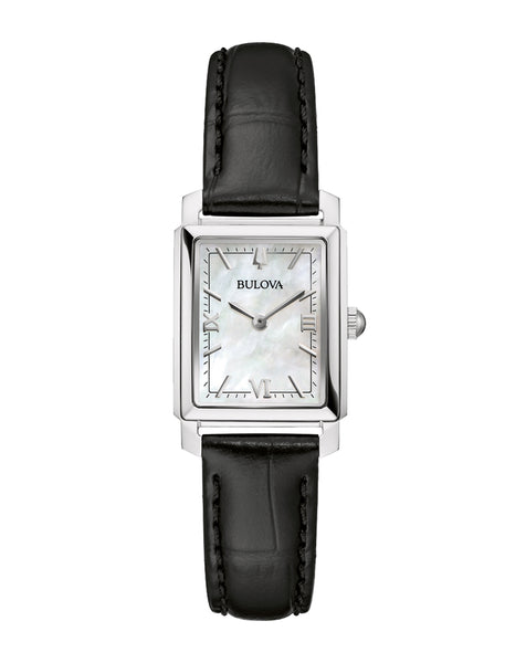 Leather Strap Caravelle Watch Black Leather Strap Bulova Rectangle
