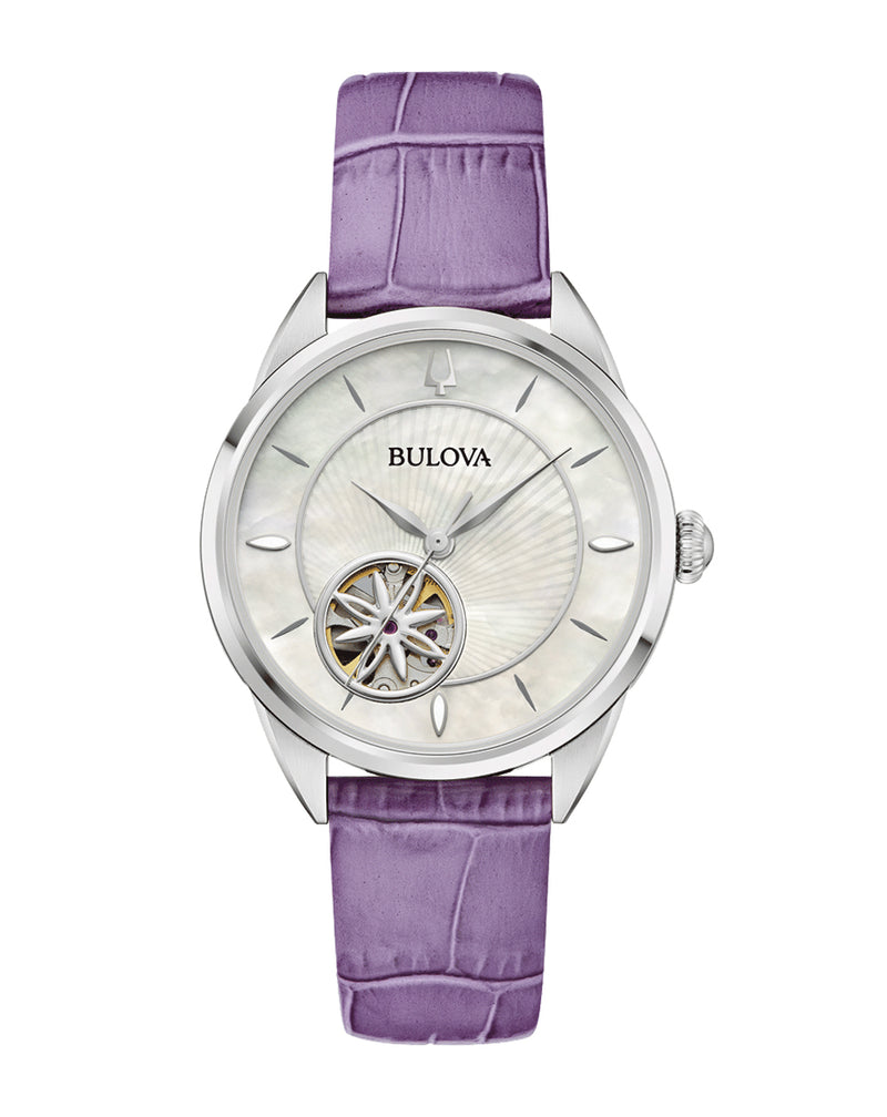 Bulova Classic Sutton White Dial Leather Strap Watch 96L339