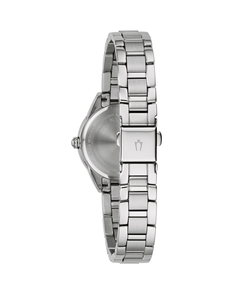 Bulova Sutton Diamond-Accented Pink Sunray Dial Stainless Steel Watch for Women 96P249