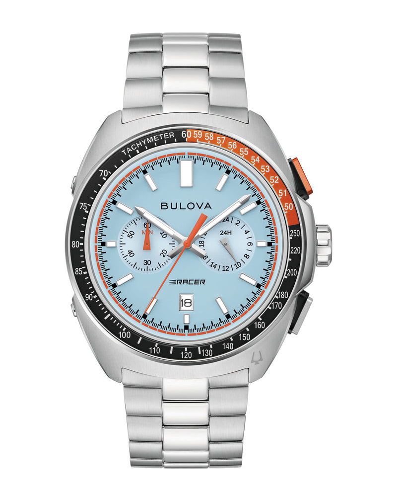 Bulova Racer Chronograph Blue Dial Stainless Steel Watch 98B432