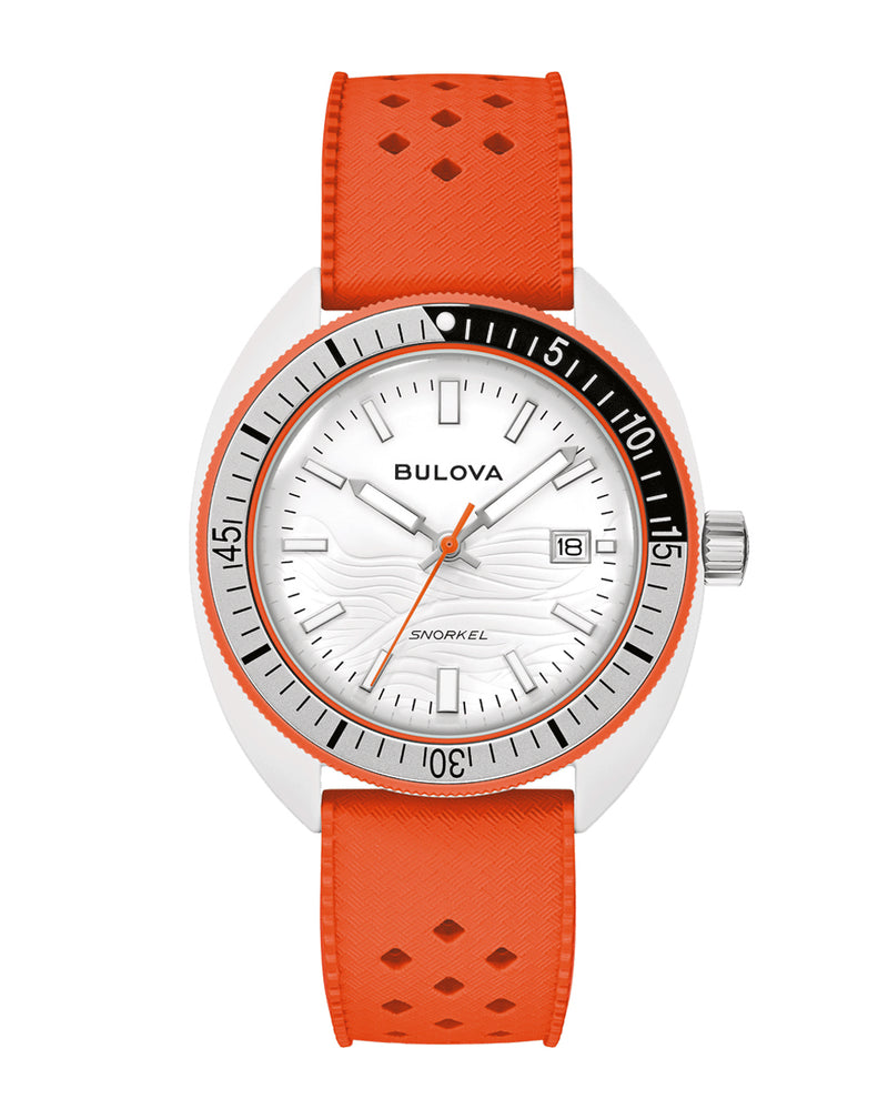Bulova Snorkel Clownfish White Dial Rubber Strap Watch 98B448