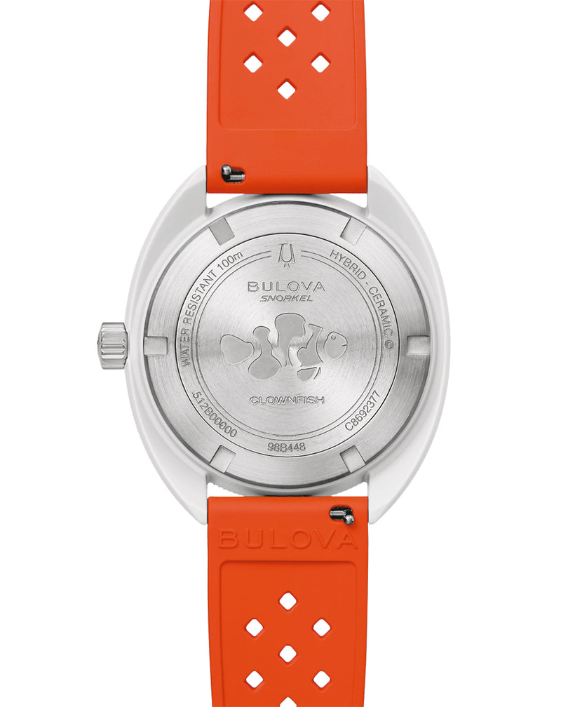 Bulova Snorkel Clownfish White Dial Rubber Strap Watch 98B448