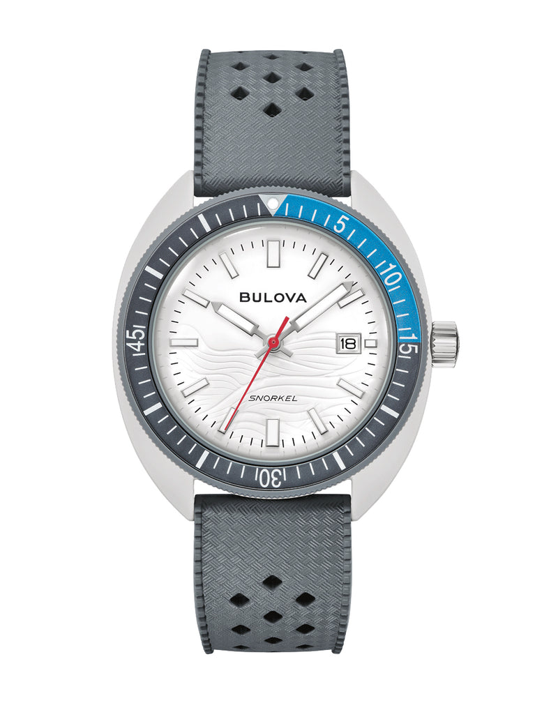 Bulova Snorkel White Dial Rubber Strap Watch 98B449