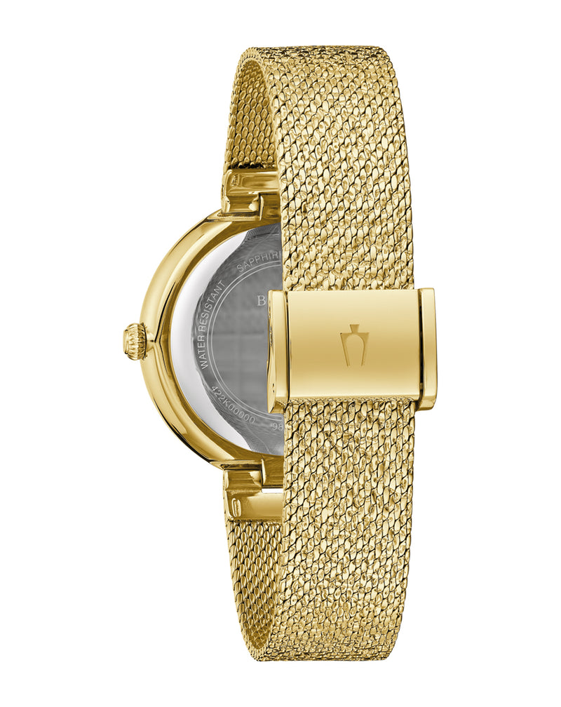 Bulova Crystal Gold Dial Stainless Steel Watch 98L321
