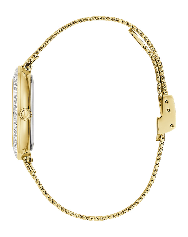 Bulova Crystal Gold Dial Stainless Steel Watch 98L321