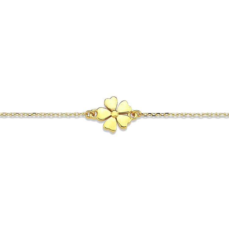 9K Yellow Gold Flower Bracelet 17-19cm