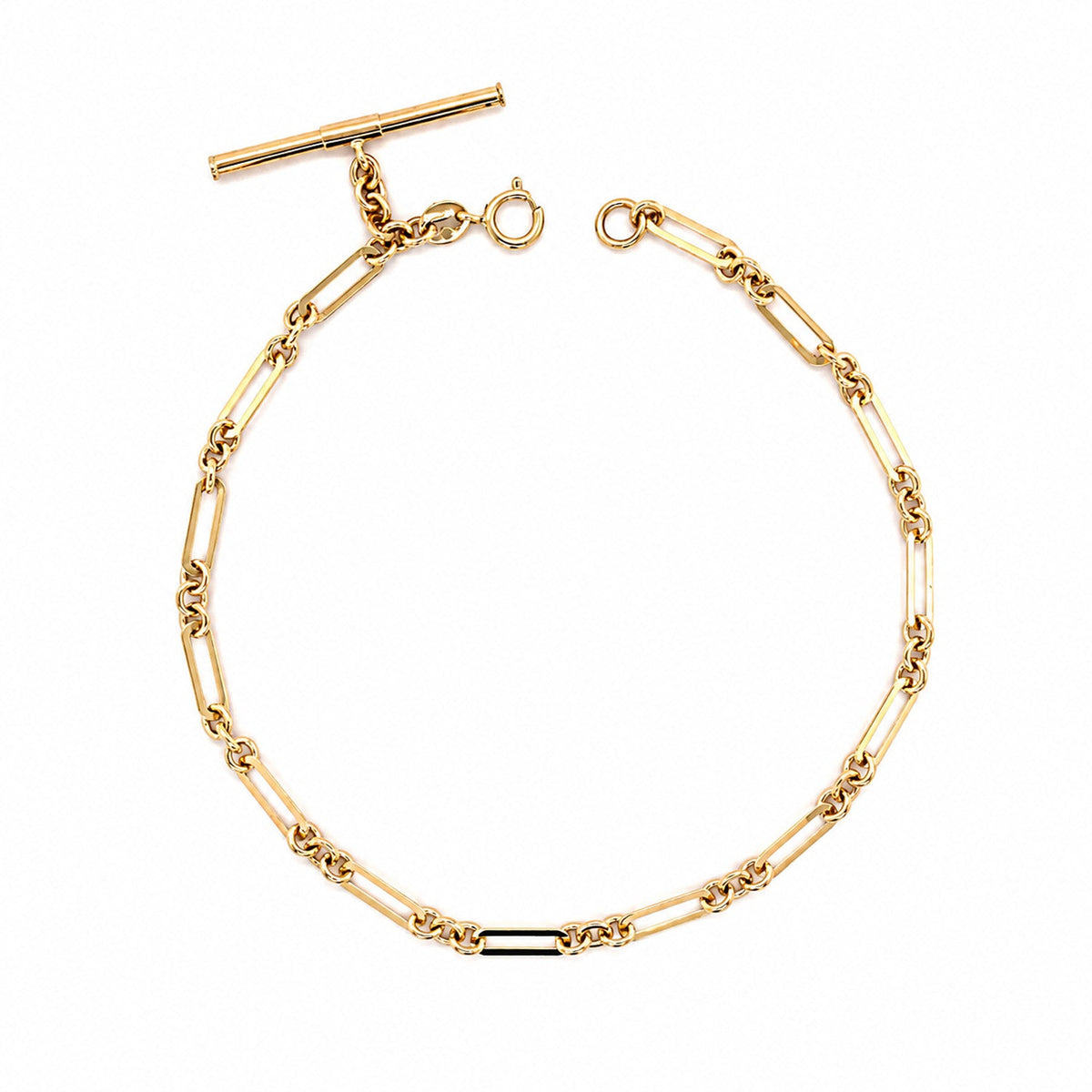 Fine Gold 9K Yellow Gold Heirloom Paperchain Fob Bracelet 19cm 9YB1276 9YB1276 front packshot