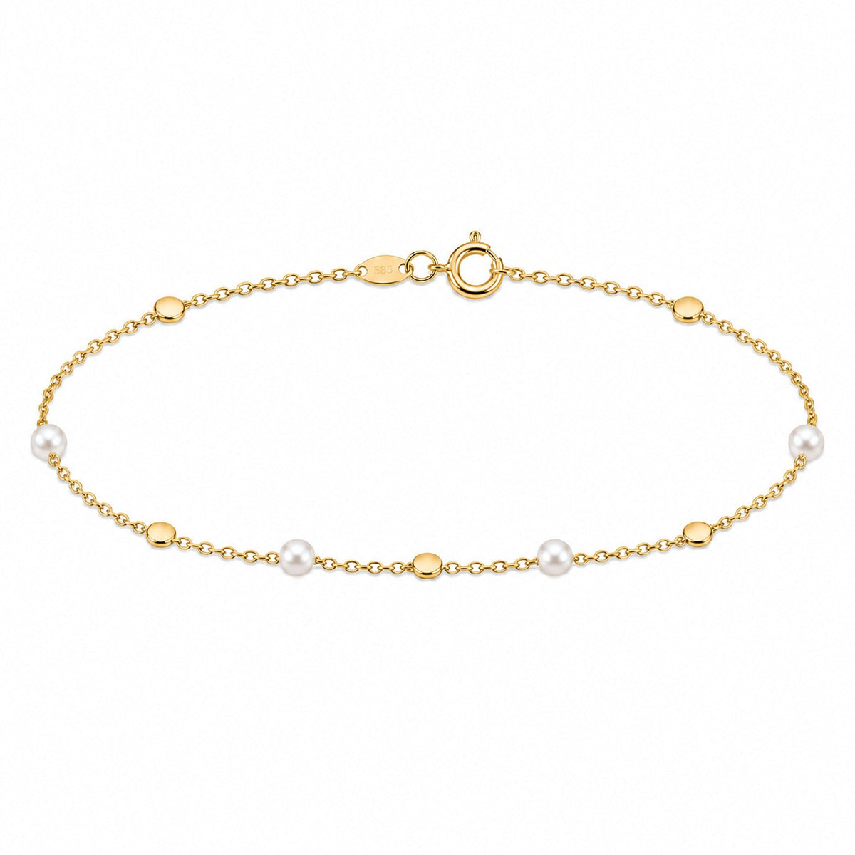 Fine Gold 9K Yellow Gold Paperchain Freshwater Pearl Bracelet 19cm 9YB2534 9YB2534 front packshot