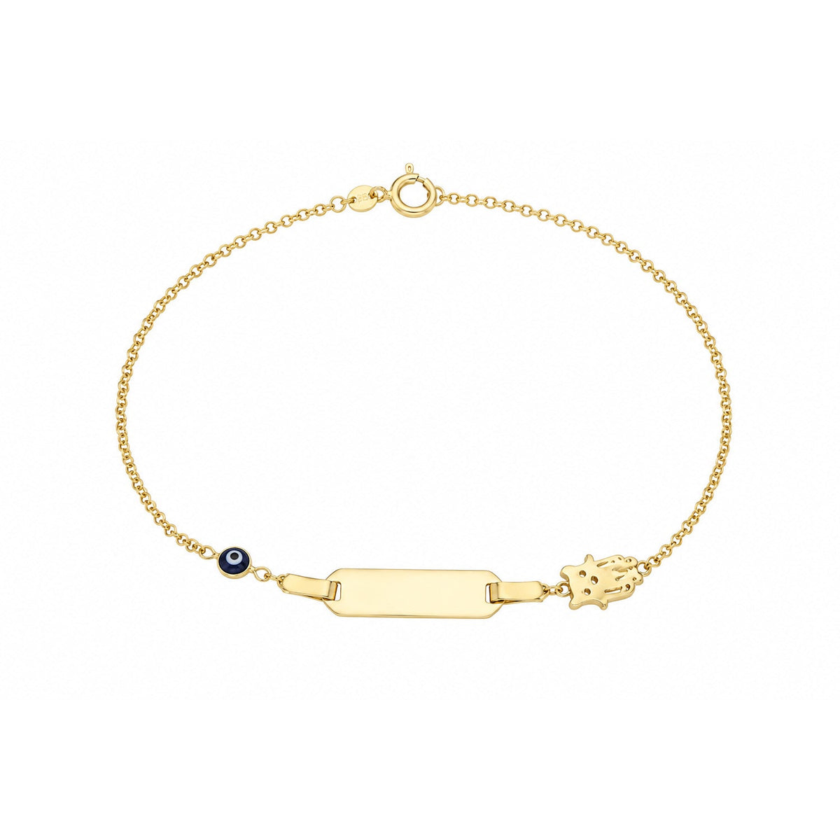 Fine Gold 9K Yellow Gold Nazar Baby ID Bracelet 14cm 9YB5303 9YB5303 front packshot