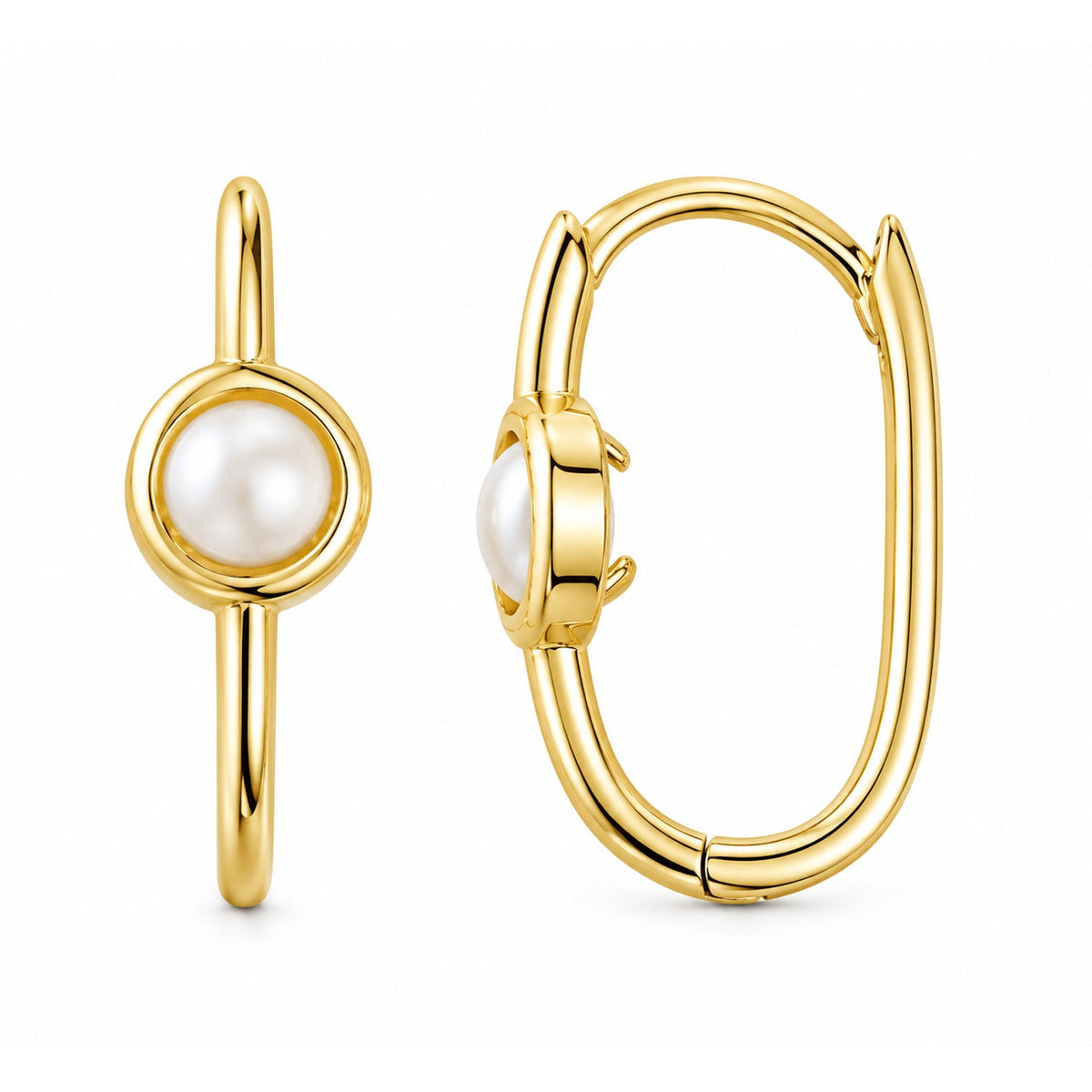 Fine Gold 9K Yellow Gold Ball Rectangle Huggie Earrings 9YE0171 9YE0171 front packshot